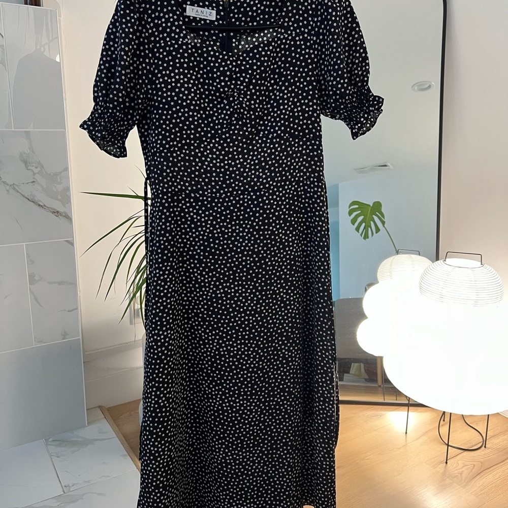 Black and White Floral Midi Dress